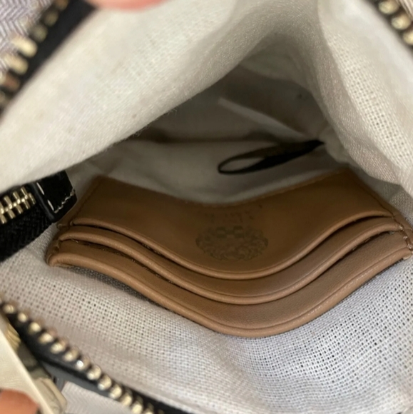 Vince Camuto Corin Phone Case & Crossbody Black Leather with Brown Tassle Pulls - Picture 11 of 11